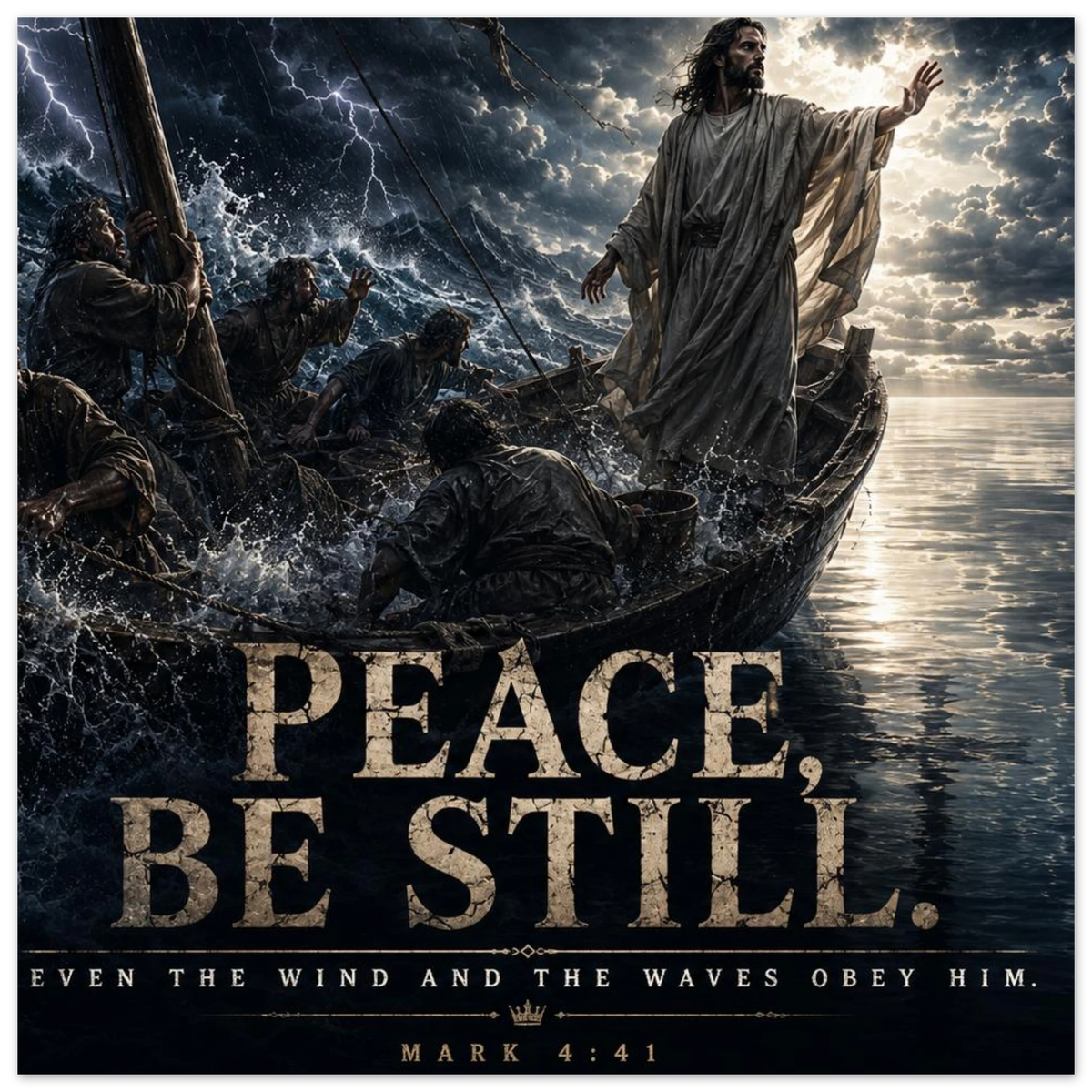 Christian home decor poster with faith-inspired artwork.