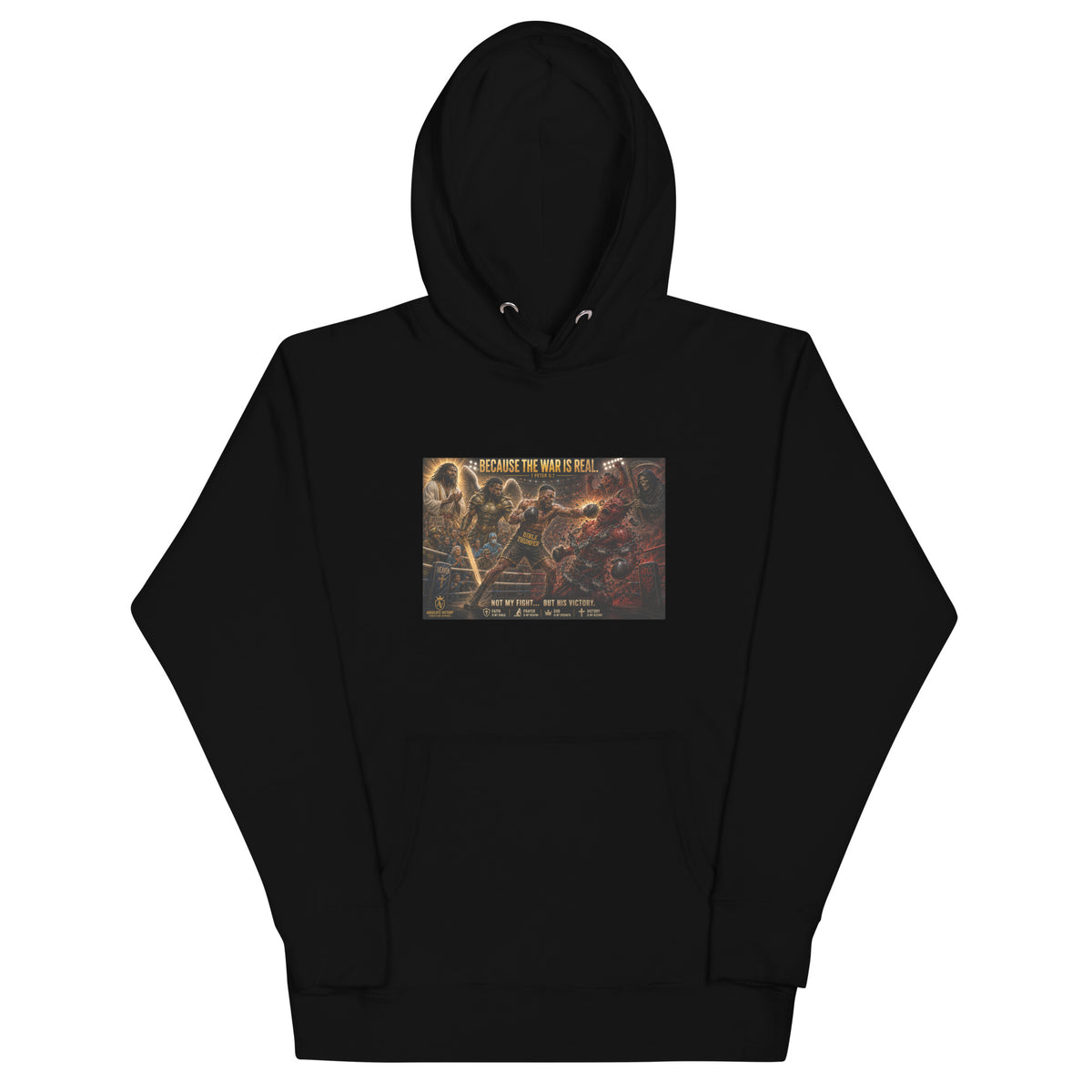 Faith and strength Christian hoodie with powerful inspirational artwork.